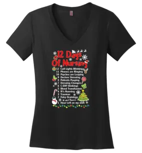 12 Days Of Nursing Christmas Gifts For Nurse Ladies V-Neck