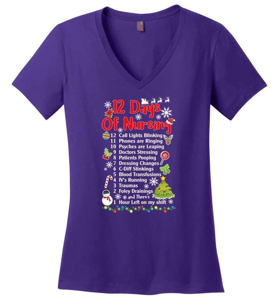 12 Days Of Nursing Christmas Gifts For Nurse Ladies V-Neck