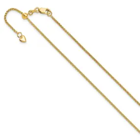 1.3mm 14K Yellow Gold Adjustable Round Box Chain Necklace