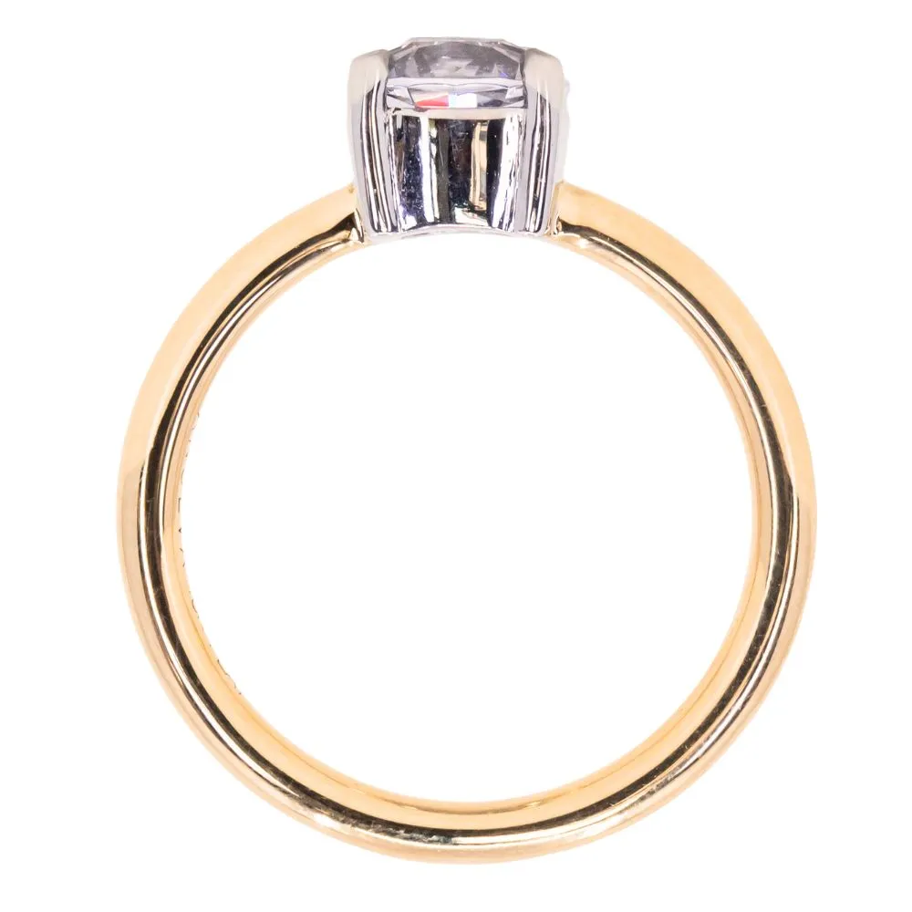 1.68ct Cushion Spinel Low Profile Two-Toned Solitaire Ring in 18K Yellow Gold   Platinum