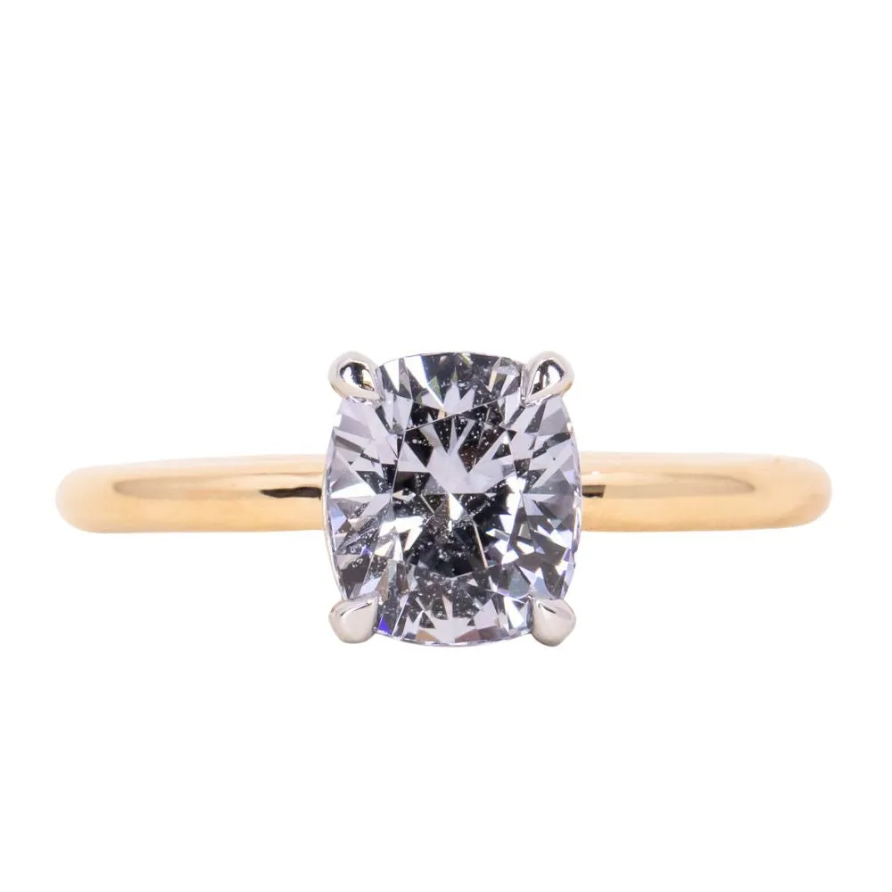 1.68ct Cushion Spinel Low Profile Two-Toned Solitaire Ring in 18K Yellow Gold   Platinum