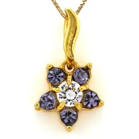 18K Yellow Gold-Plated Flower Shape Light Purple Color Stone German Silver Penda