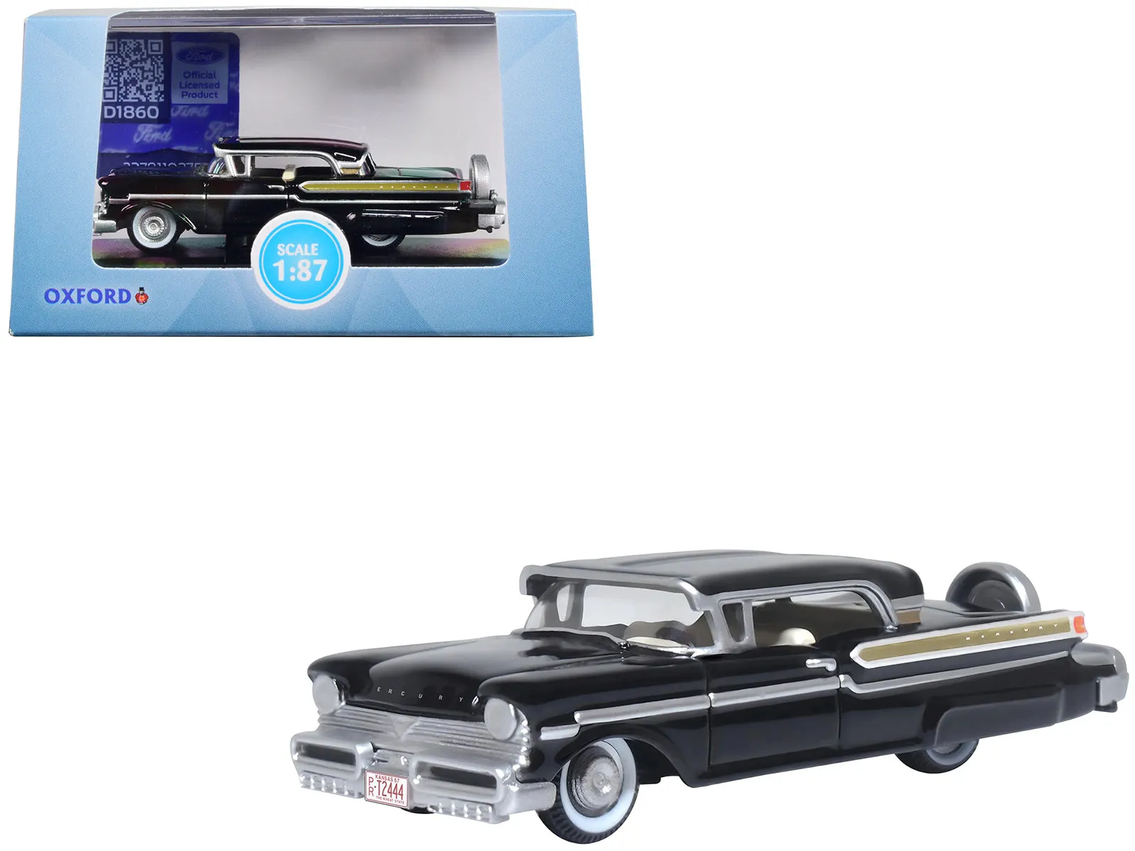 1957 Mercury Montclair Tuxedo Black 1/87 (HO) Scale Diecast Model Car by Oxford Diecast