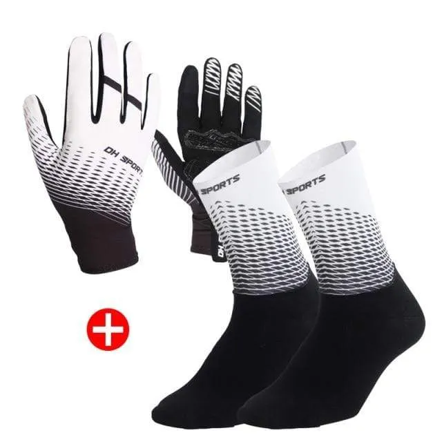 1Pair Full Finger Cycling Gloves Cycling Socks Men Women Anti-slip Sports Bike Mittens Bicycle Gloves Sock Set