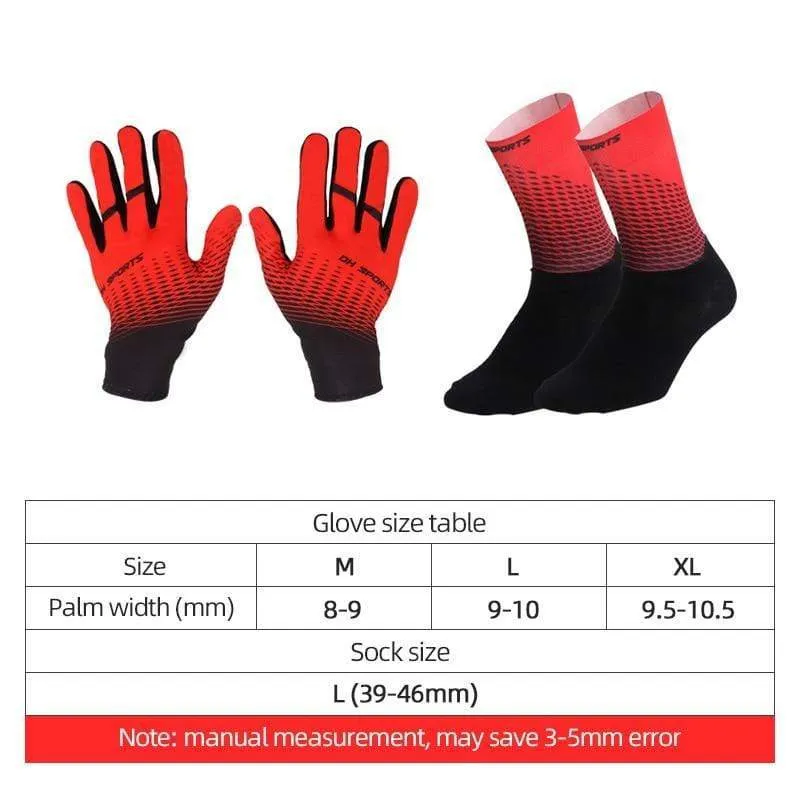 1Pair Full Finger Cycling Gloves Cycling Socks Men Women Anti-slip Sports Bike Mittens Bicycle Gloves Sock Set