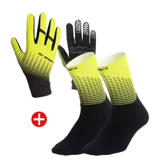 1Pair Full Finger Cycling Gloves Cycling Socks Men Women Anti-slip Sports Bike Mittens Bicycle Gloves Sock Set