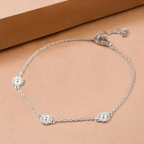 925 Pure Sterling Silver Daisy Bracelet For Women