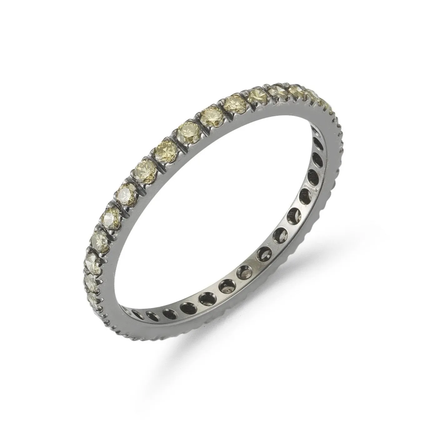 A & Furst - France Eternity Band Ring with Brown Diamonds all around, French-set, 18k Blackened Gold