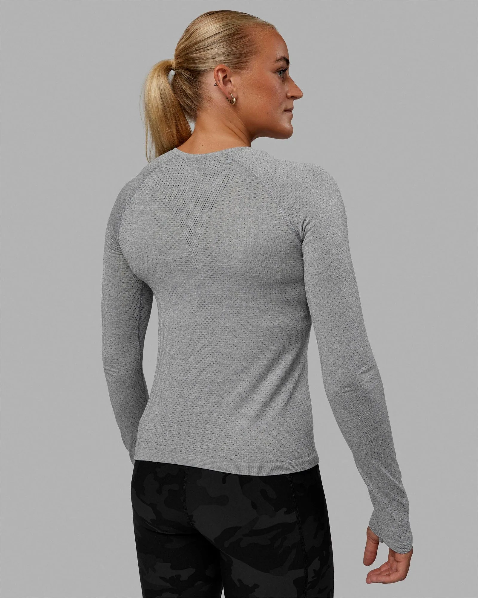 AeroFLX  Seamless Long Sleeve Tee - Light Grey Marl