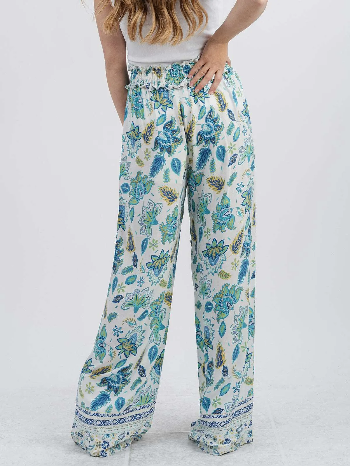 American Bling Women Floral Print Ruffle Waist Trousers