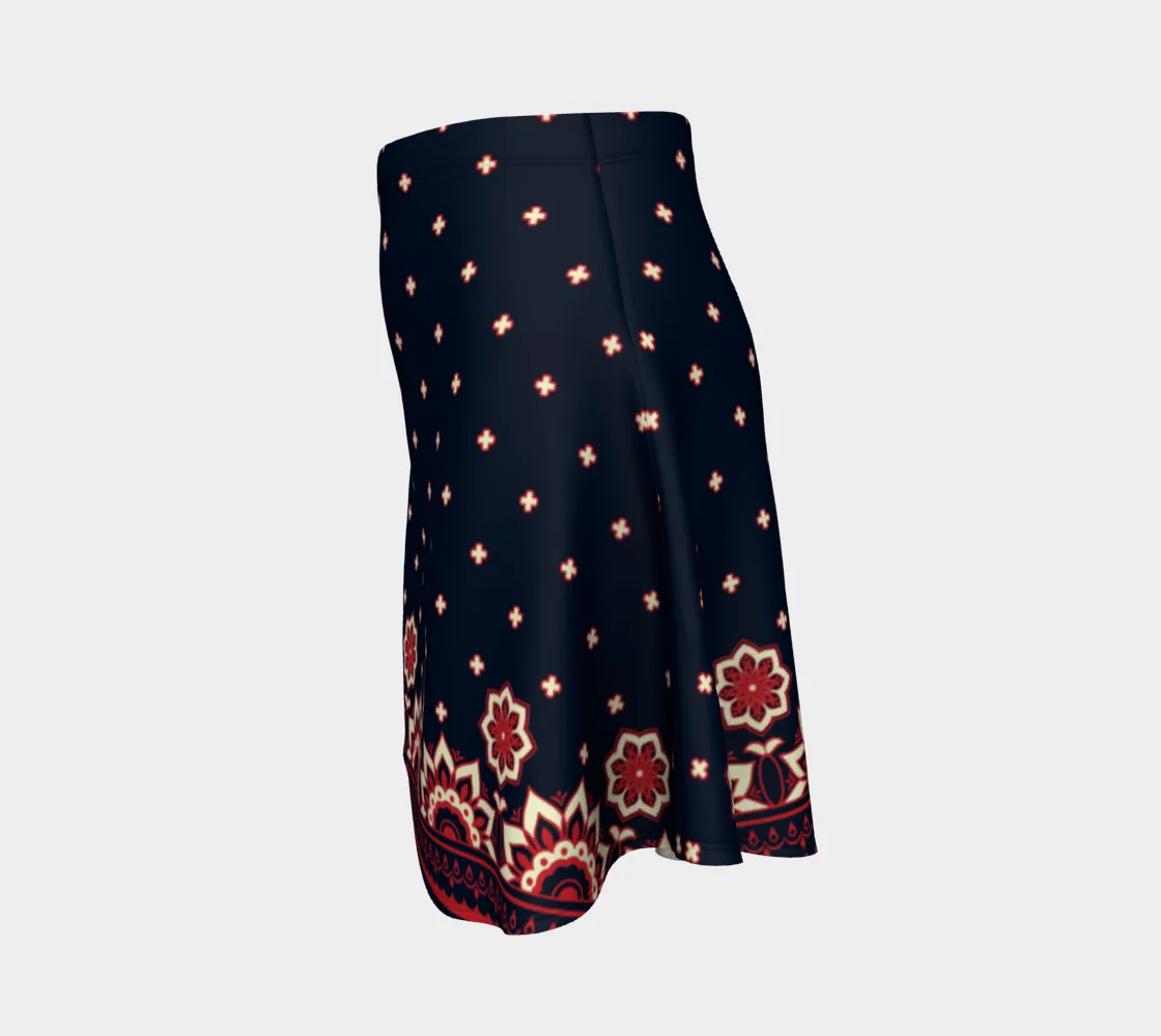 Arabesque Print Flare Skirt