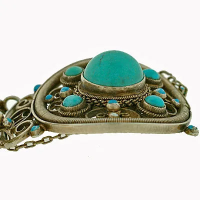 Arts & Crafts Sterling & Persian Turquoise Bracelet