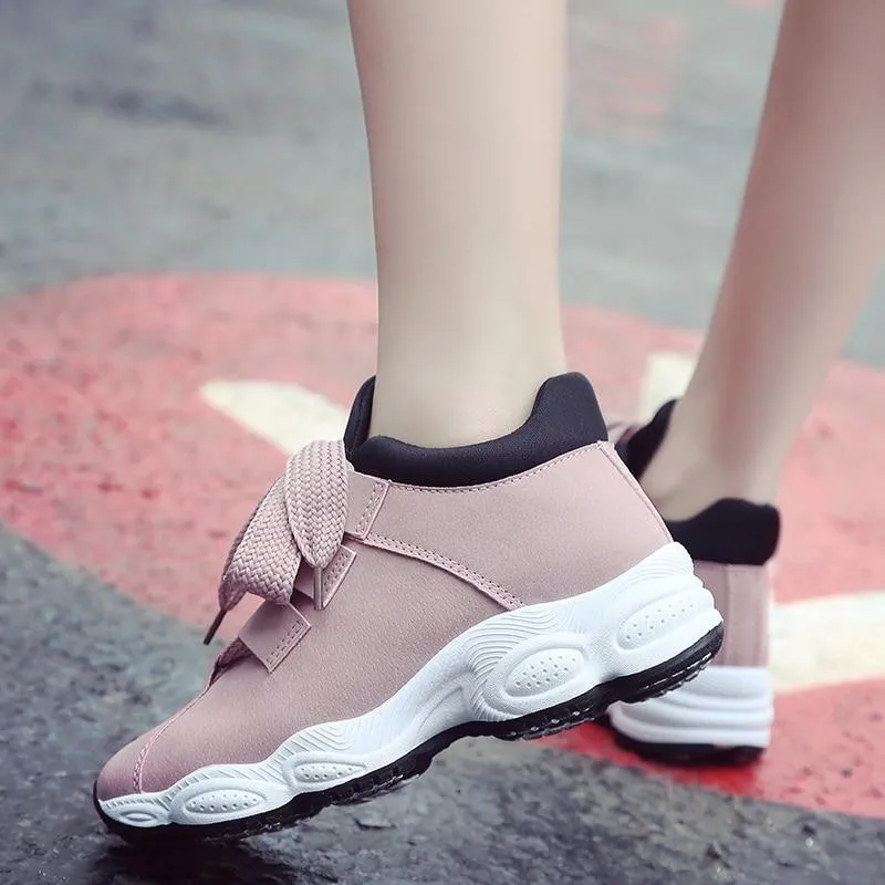 Autumn Winter Comfortable Casual Pig Suede Platform Sneakers for Women