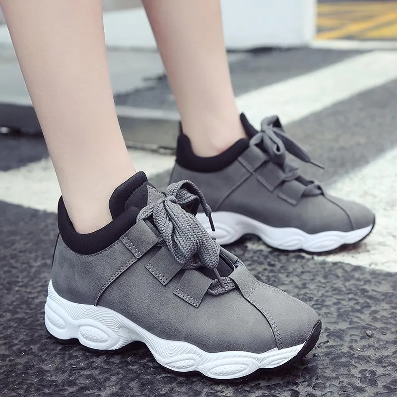 Autumn Winter Comfortable Casual Pig Suede Platform Sneakers for Women