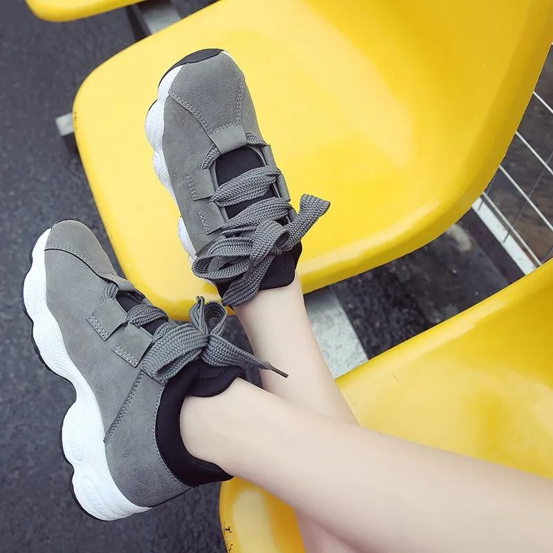 Autumn Winter Comfortable Casual Pig Suede Platform Sneakers for Women