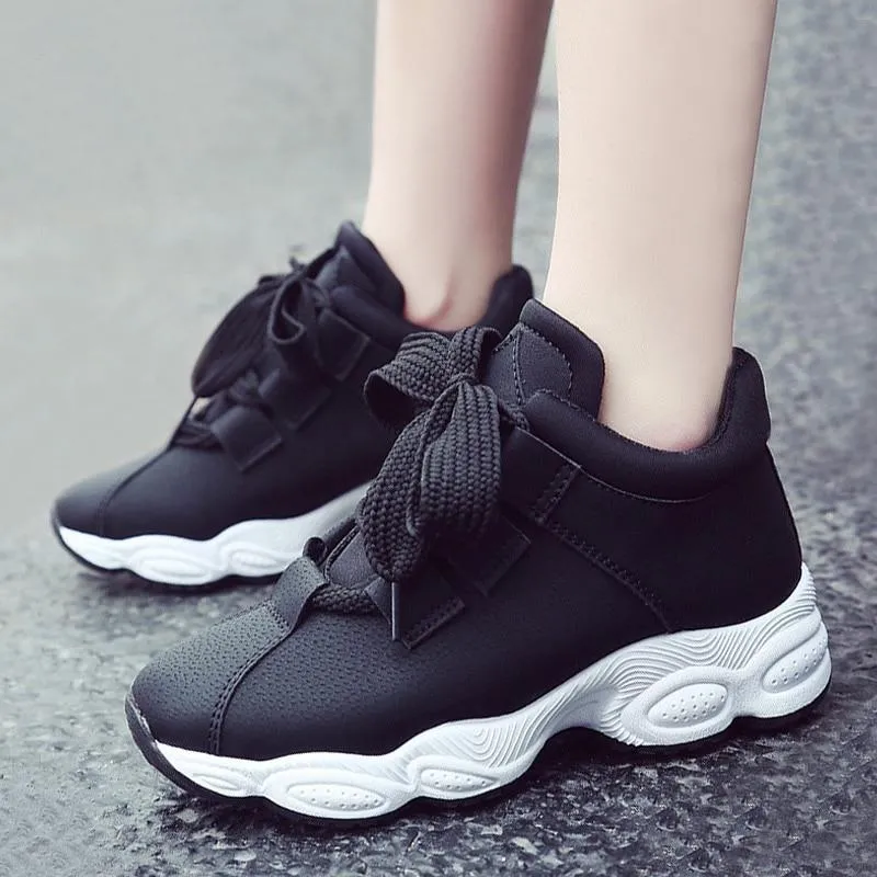 Autumn Winter Comfortable Casual Pig Suede Platform Sneakers for Women