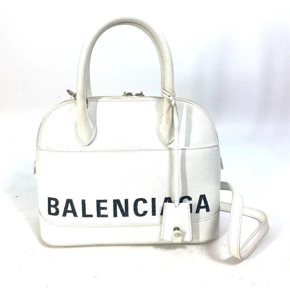 BALENCIAGA Handbag 550645 leather white Bicolor Bag Ville top handle S Women Used Authentic