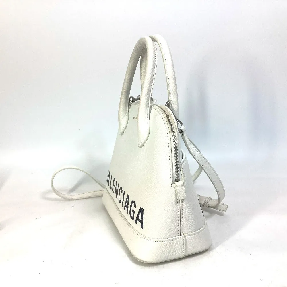 BALENCIAGA Handbag 550645 leather white Bicolor Bag Ville top handle S Women Used Authentic