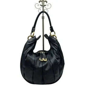 BALLY Pleated Leather Multi-Zip Hobo / Shoulder Bag - Black