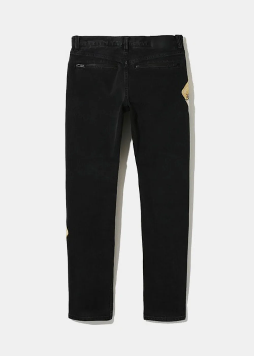 Black Bead Embroidered Denim Jeans