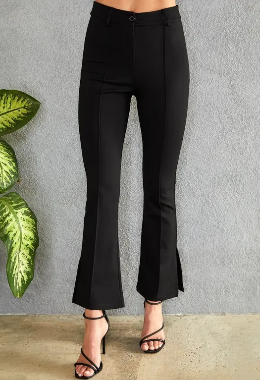 Black Split Flare Pants