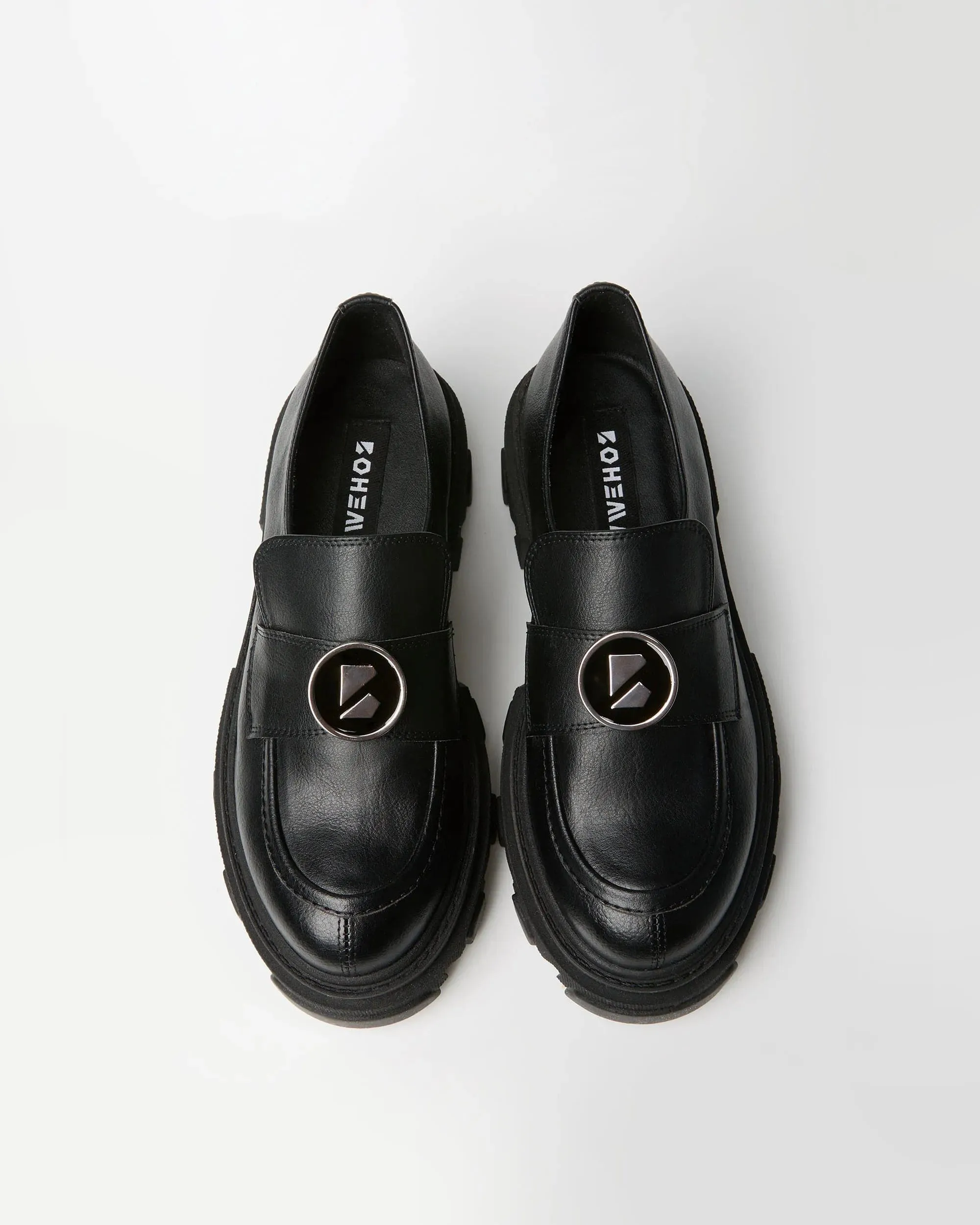 Blocky Vegan Grape Leather Loafers | Black