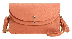 BLUSH PINK ENVELOPE MULTI-POCKET CLUTCH BAG WITH WRISTLET AND LONG SHOULDER STRAP