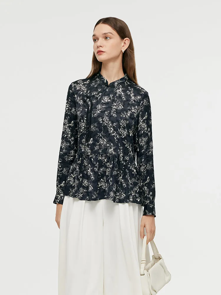 Butterflies Print New Chinese-Style Women Blouse