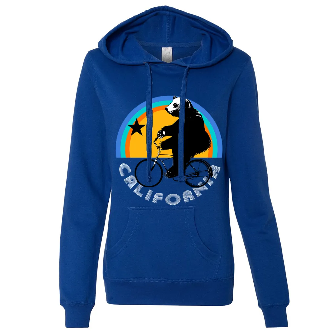 California Bear On Bike Ladies Lightweight Fitted Hoodie