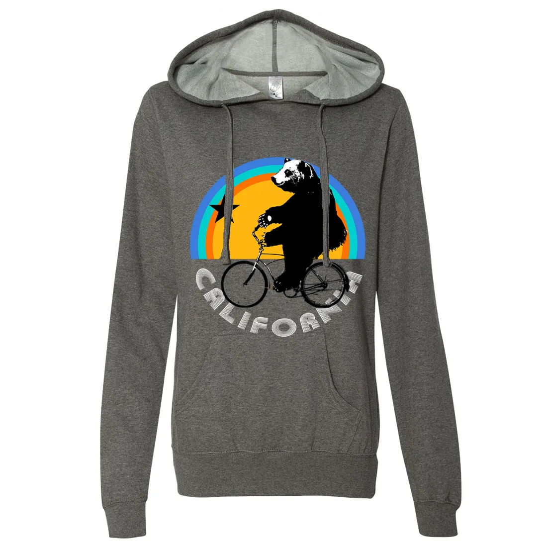 California Bear On Bike Ladies Lightweight Fitted Hoodie