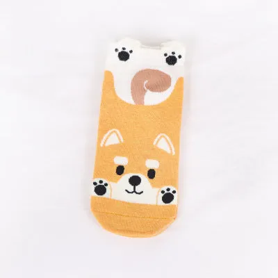 Cartoon Cat dog Animal Women Socks