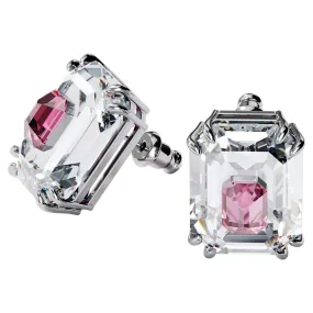 CHROMA PIERCED EARRINGS, PINK, RHODIUM PLATED