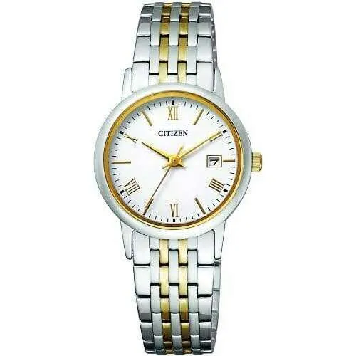 CITIZEN COLLECTION ECO-DRIVE ANALOG SILVER & GOLD STRAP LADIES WATCH EW1584-59C