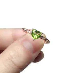 Daily Wear 6mm Heart Shape Peridot Ring - 925 Sterling Silver