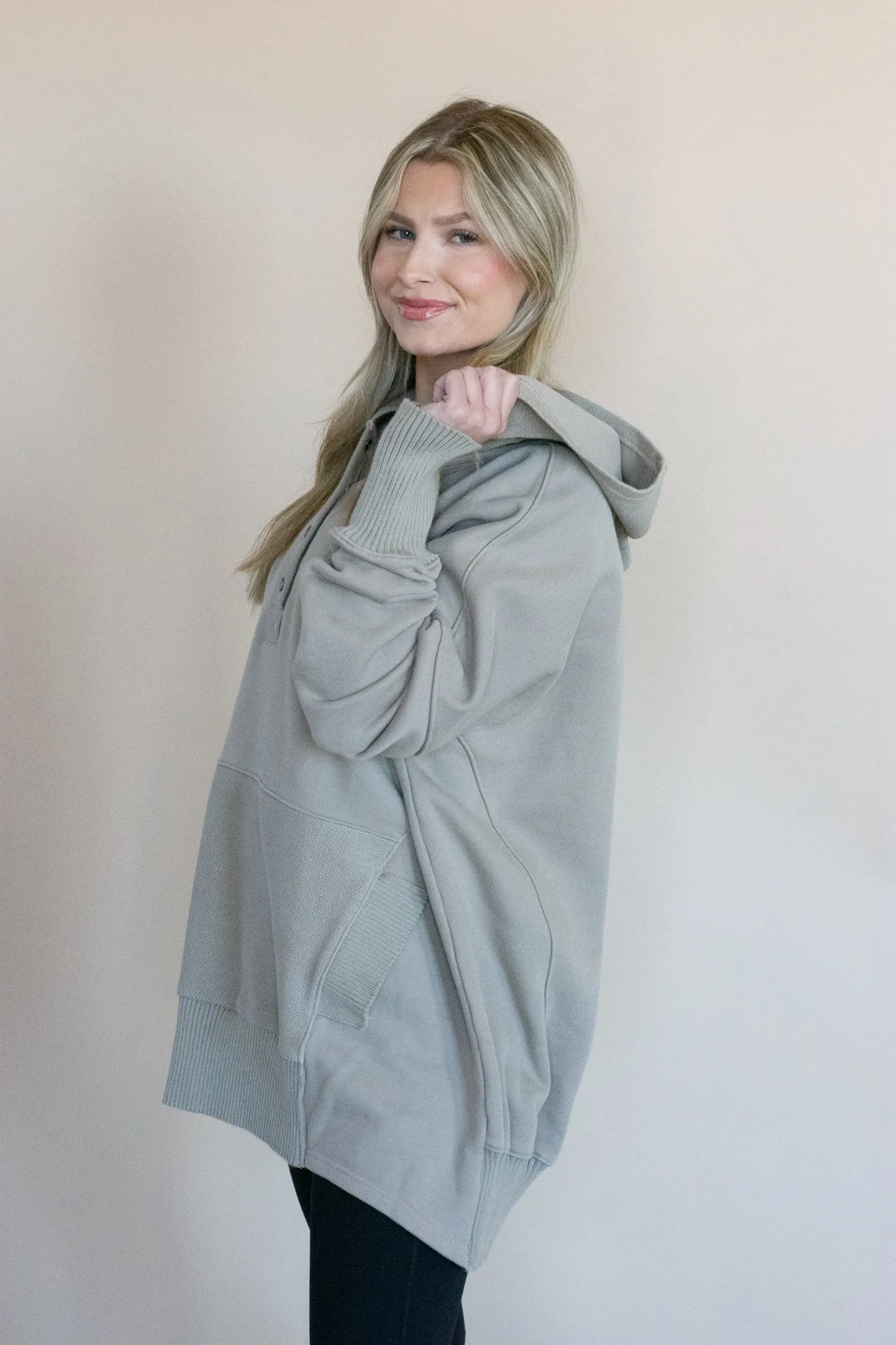 Easy to Wear Taupe Hoodie Top