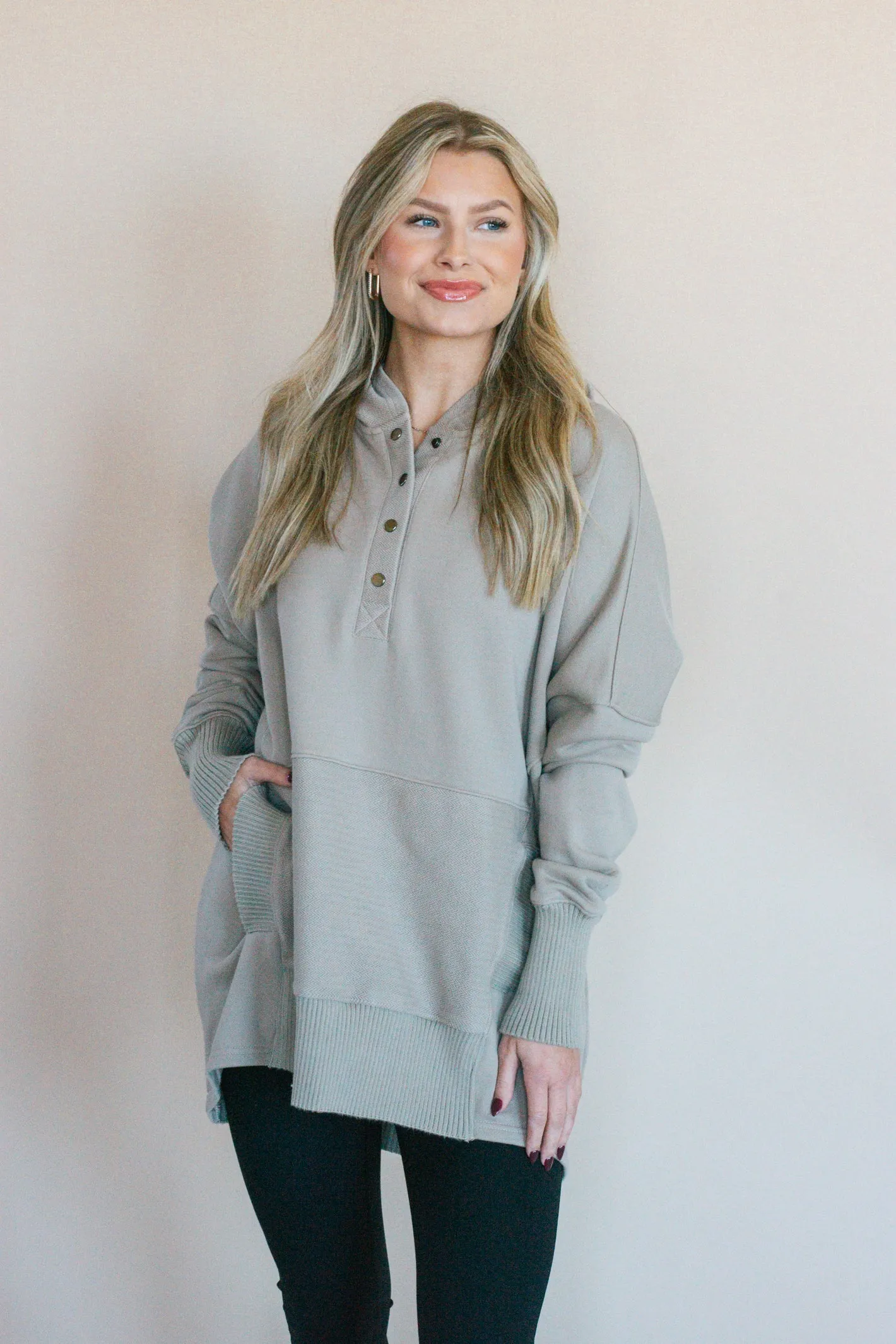 Easy to Wear Taupe Hoodie Top