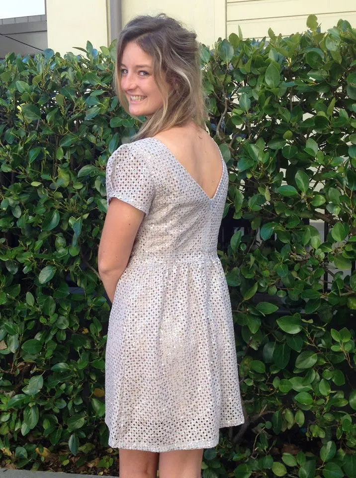 Eyelet Sequins Fit and Flare Dress