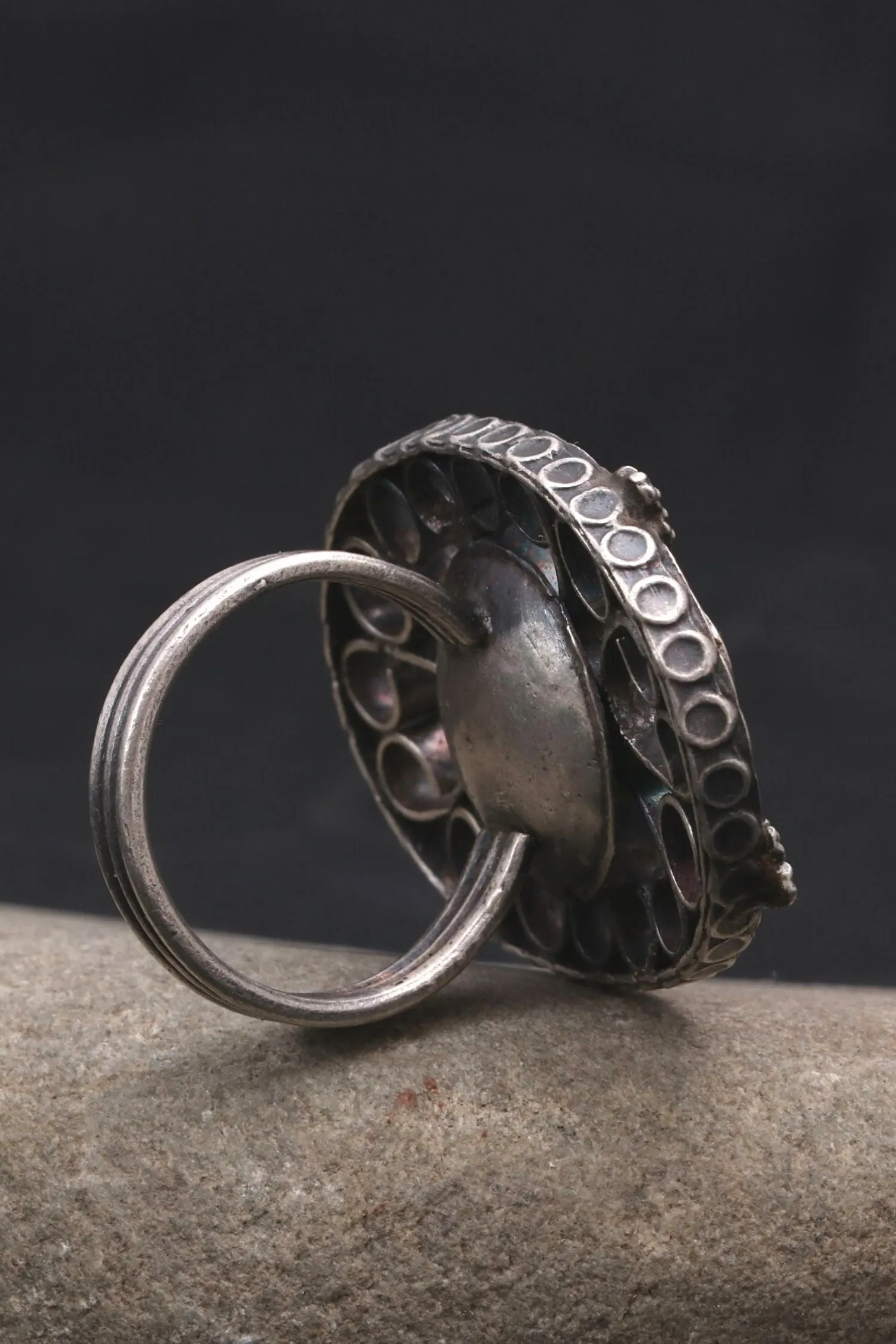 Filigree Work Blue Stone Hand Ring