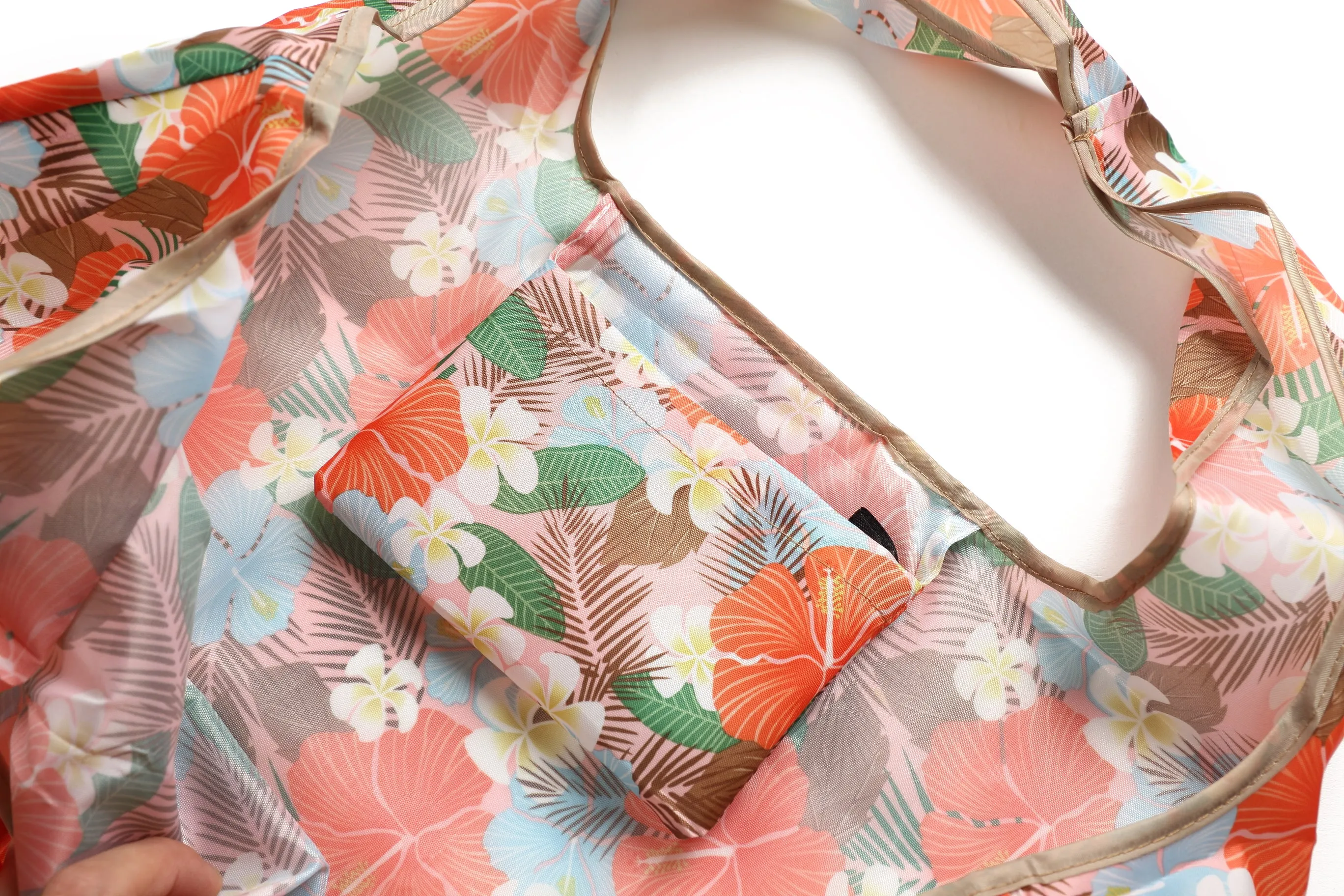 Foldable Bag Jackie Hibiscus Palm Pink