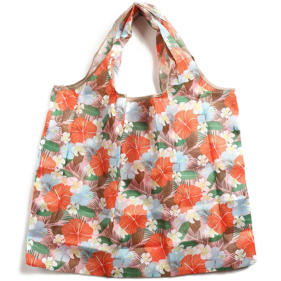 Foldable Bag Jackie Hibiscus Palm Pink