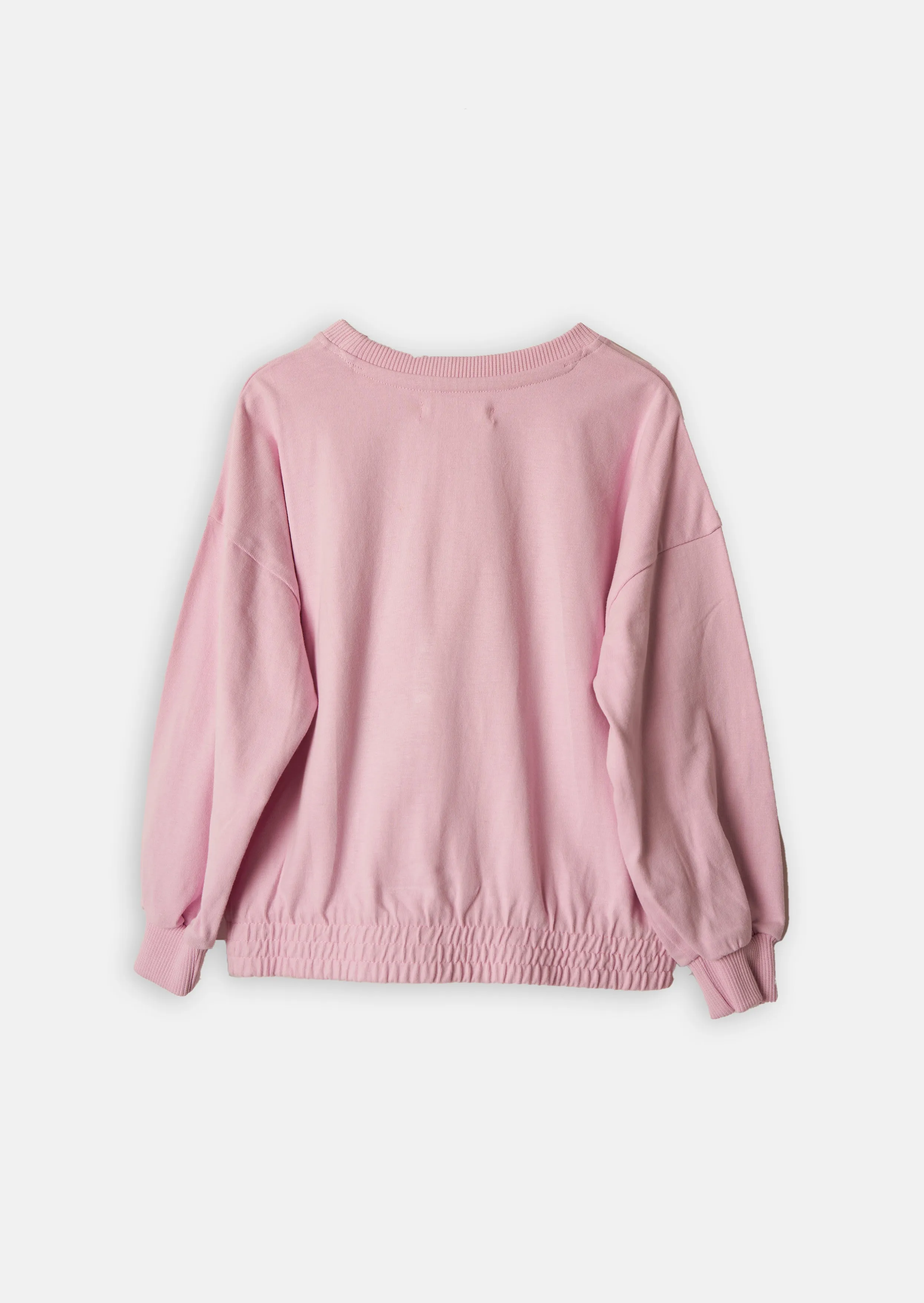 Girls Pink Heart Printed Sweatshirt