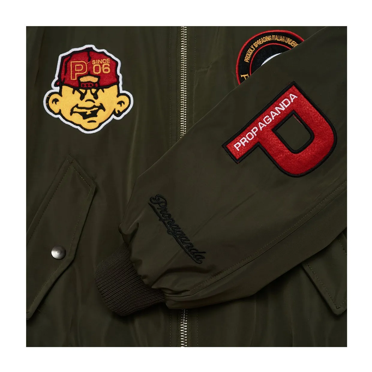 Giubbino Propaganda Baseball Bomber Verde Militare