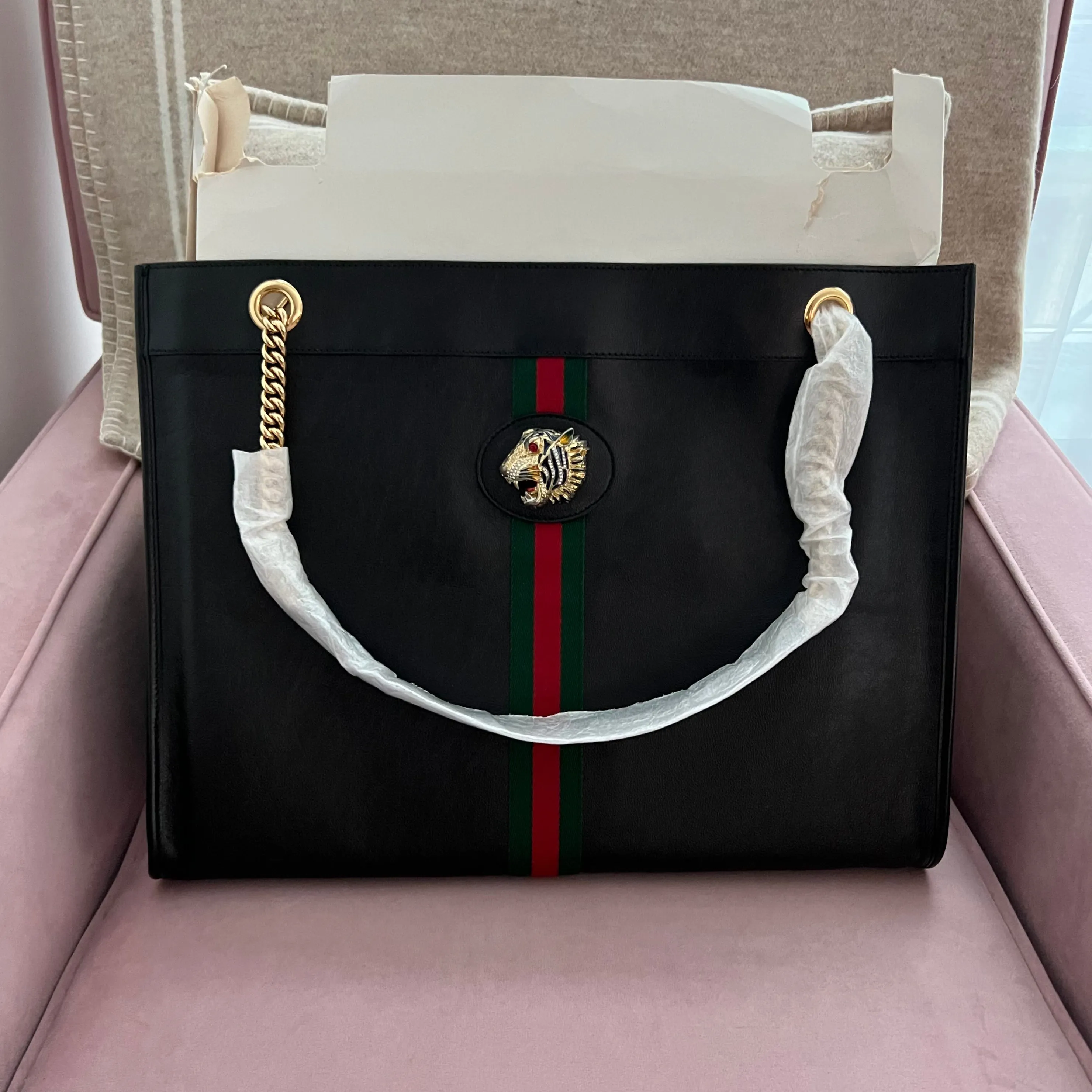 GUCCI Rajah Leather Tote Bag