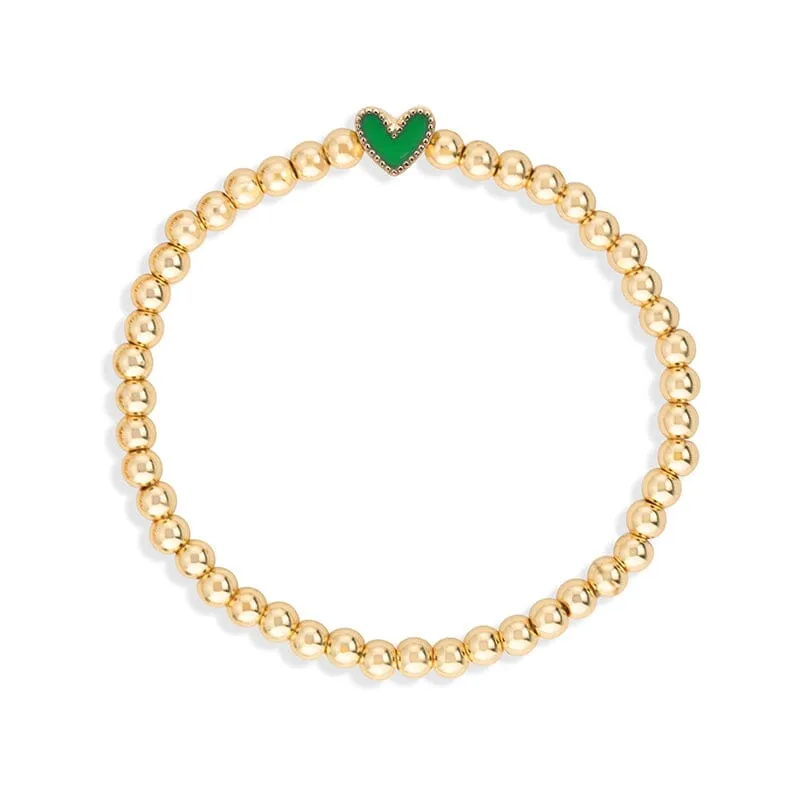 Heart Stretch Bracelet In Green