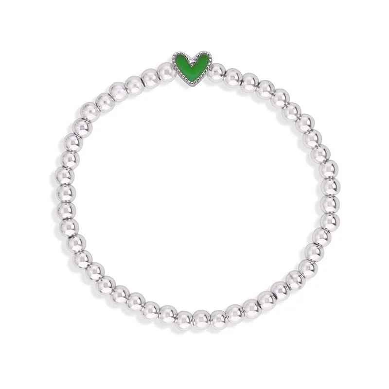 Heart Stretch Bracelet In Green