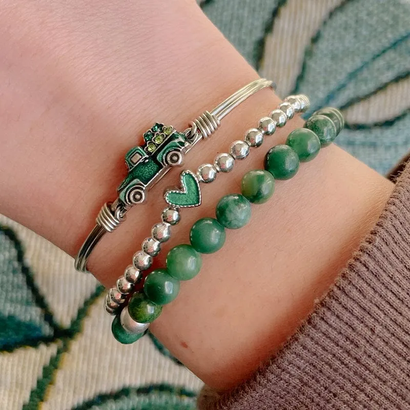 Heart Stretch Bracelet In Green