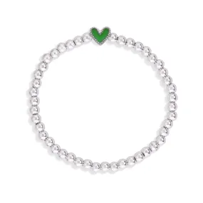 Heart Stretch Bracelet In Green