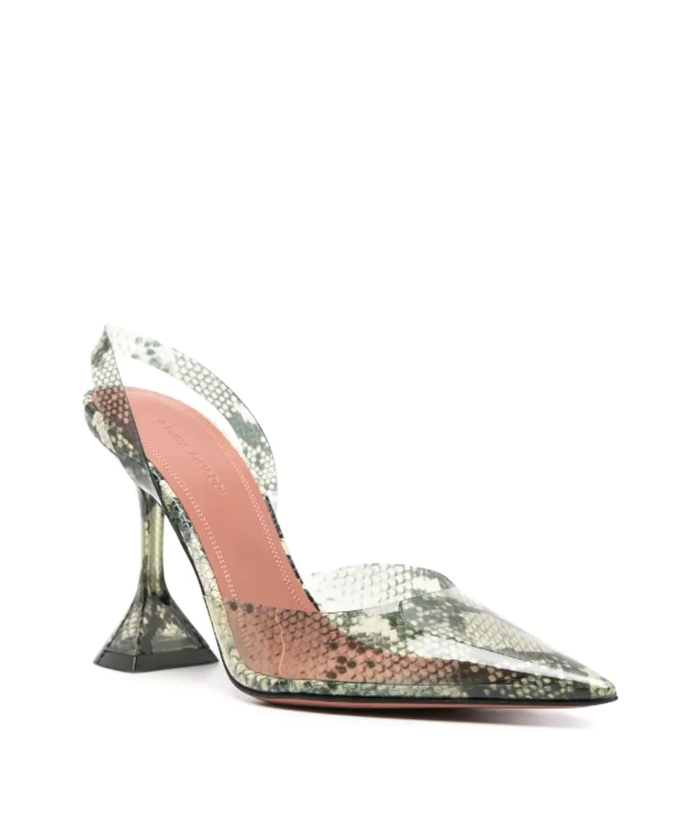 HOLLI GLASS 95MM SNAKESKIN-EFFECT PUMPS