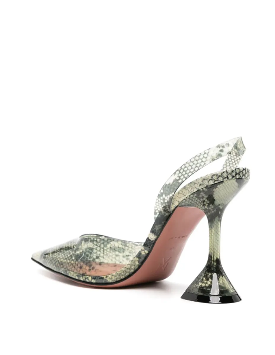 HOLLI GLASS 95MM SNAKESKIN-EFFECT PUMPS