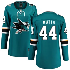 Jan Rutta San Jose Sharks Fanatics Branded Women's 2021/22 Home Breakaway Jersey - Teal